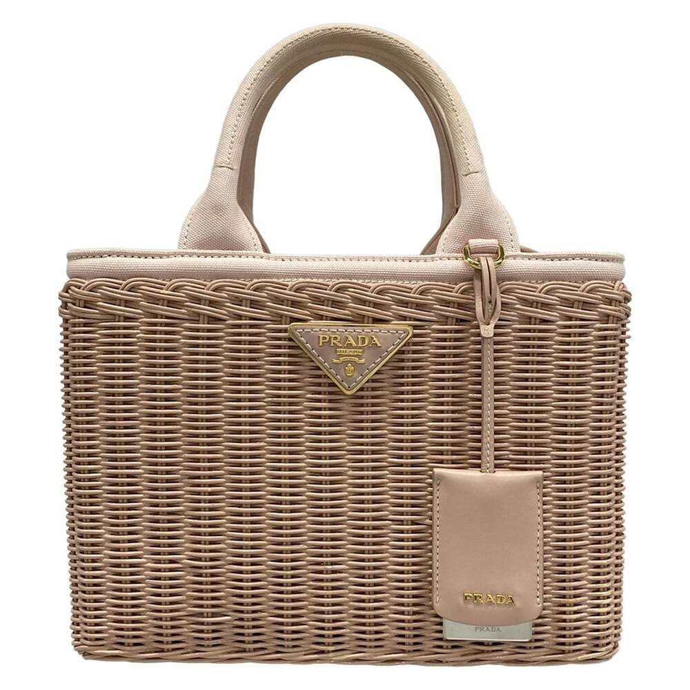 Prada Handbag 1BG835 Pink Rattan Canvas - Picture 1 of 8